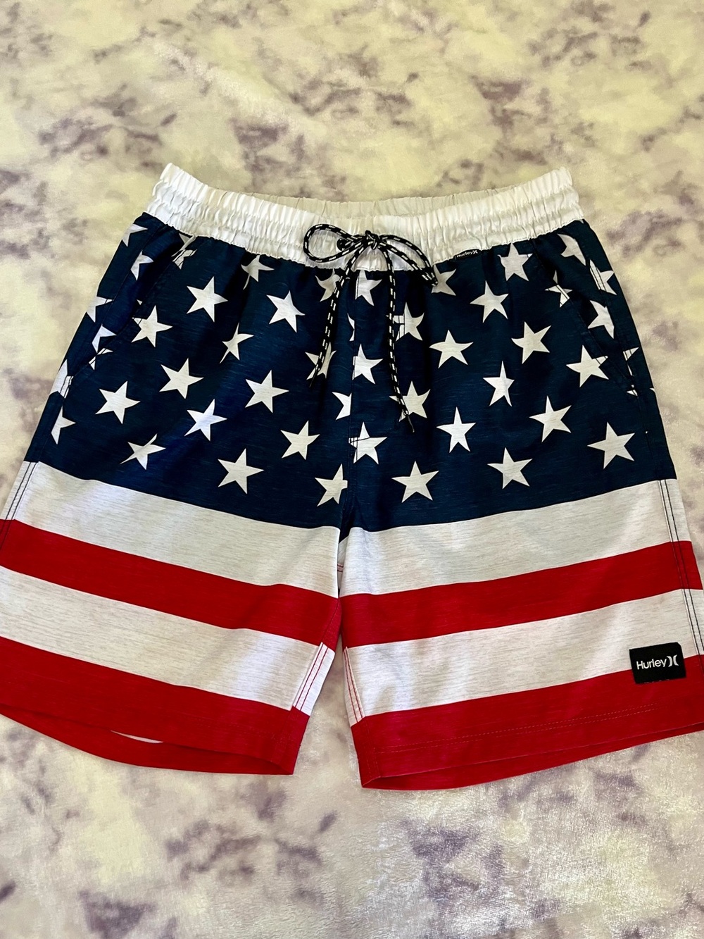Hurley Men’s Red, White & Blue Stars Swim Board Shorts